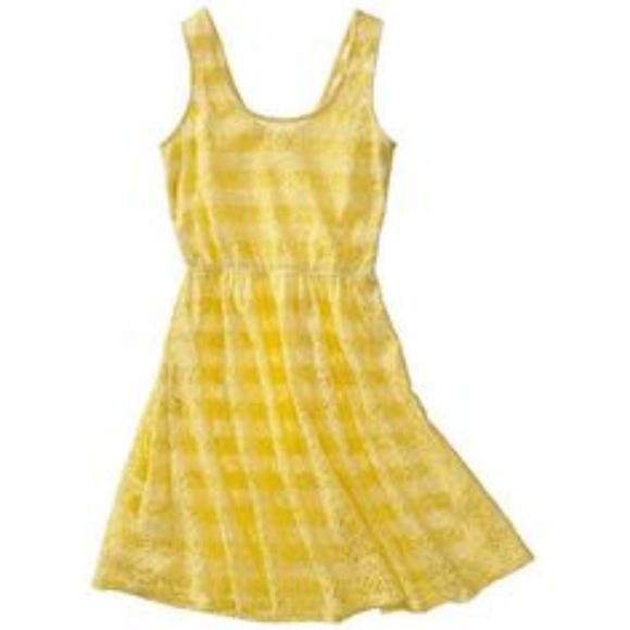 Yellow Lace striped Fit and flare dress - Picture 6 of 6